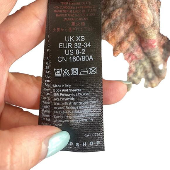 Topshop Pink Multicolor Colorful Knit Long Sleeve Wool Blend Sweater Women Sz XS - Picture 7 of 7